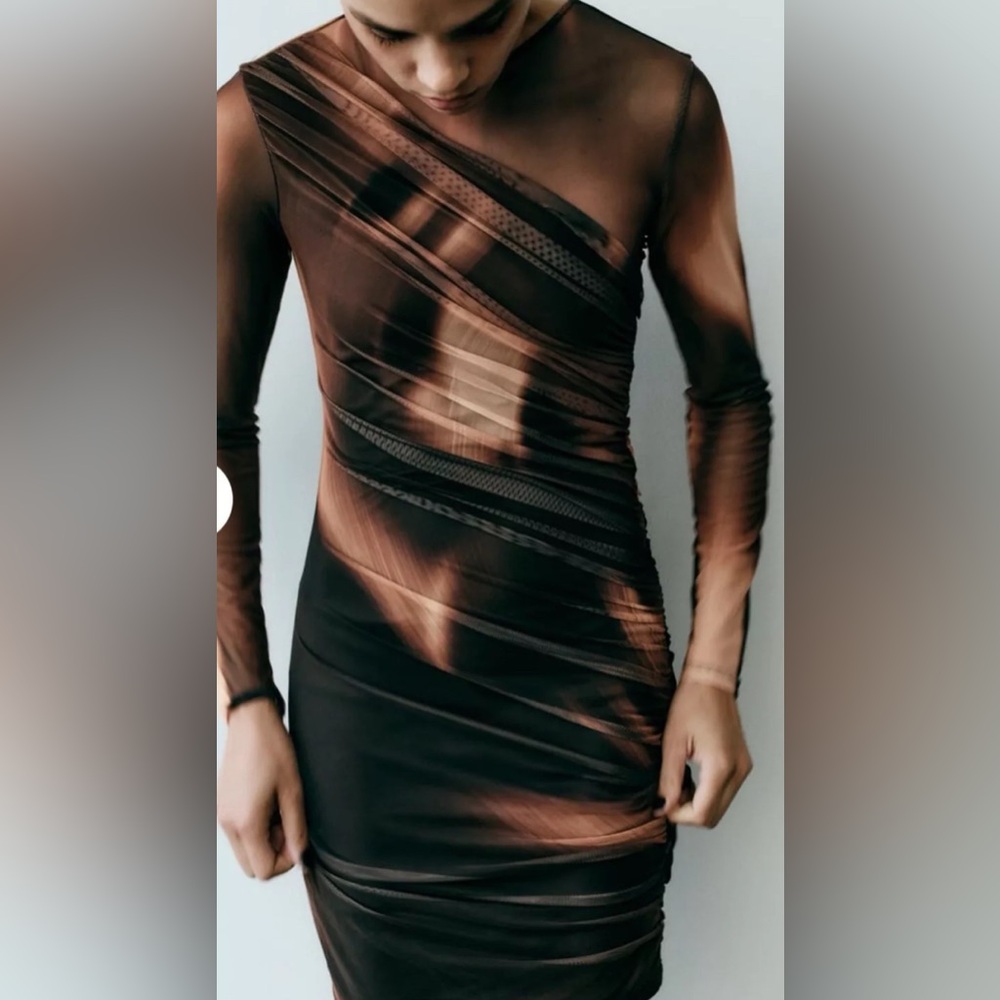 ZARA PRINT DRESS WITH TULLE - Picture 2 of 10
